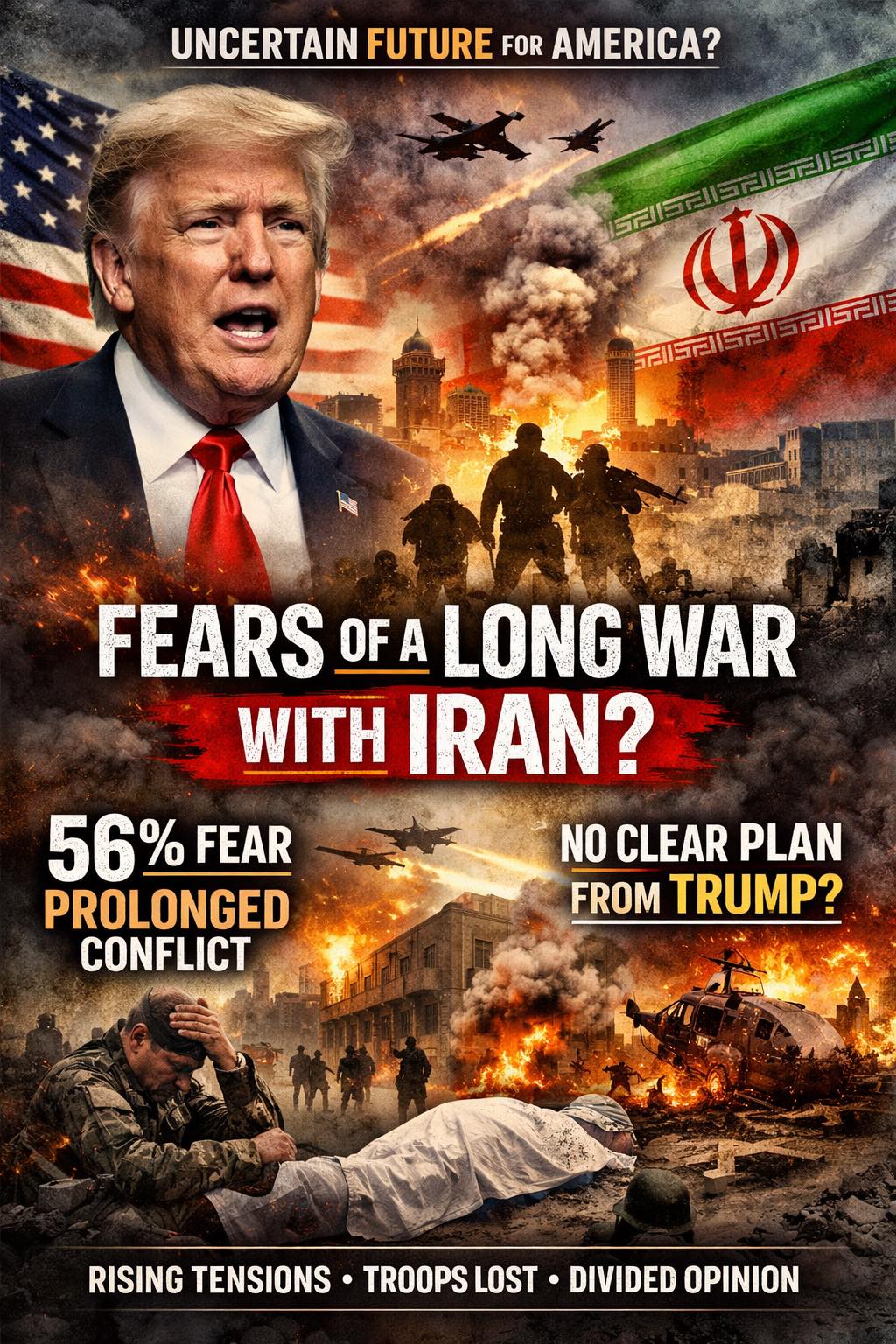 The majority of Americans Fear Long War as Trump Signals Iran Fight Could Stretch On