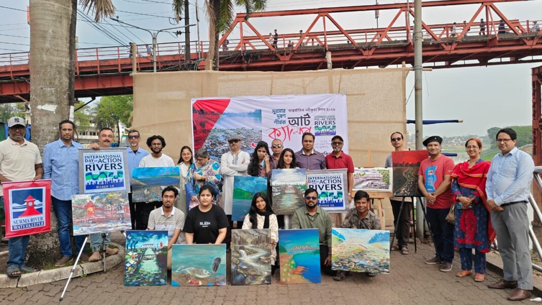 Art Camp in Sylhet Highlights Pollution of Surma River Through Paintings