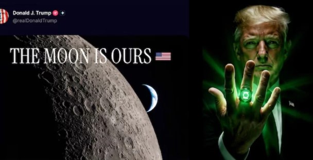Trump Claims the Moon as ‘Ours’ and Appears as a Superhero in AI Posts